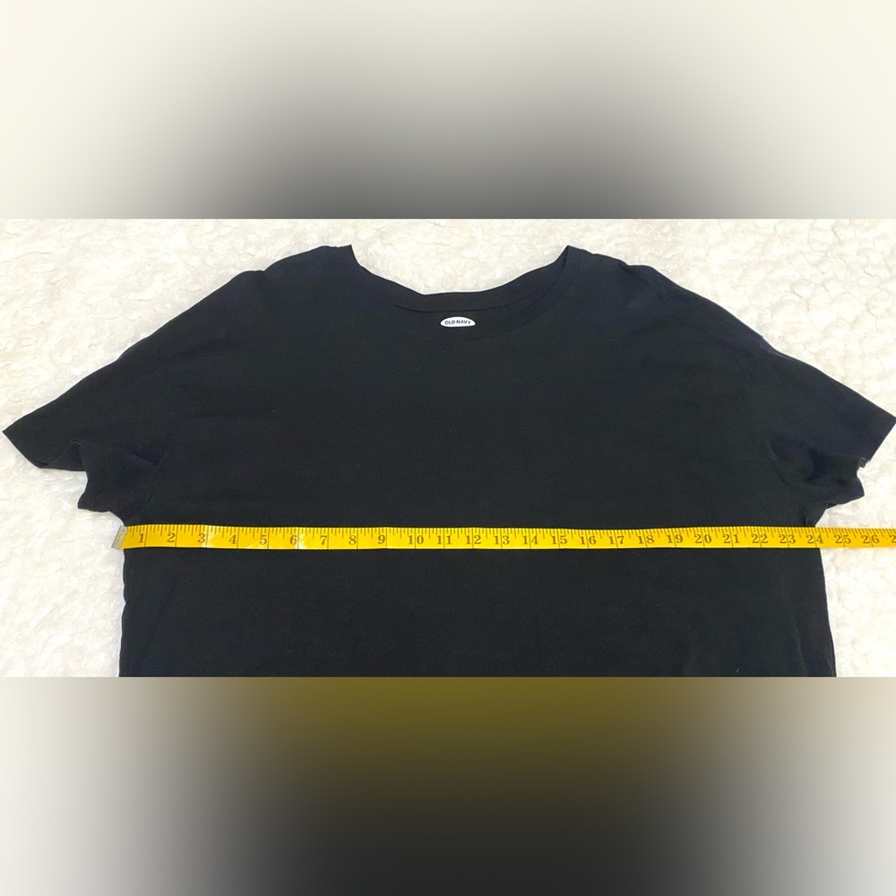Old Navy Womens XL Solid Black Short Sleeve Oversized Crop Top Y2K Streetwear - Picture 5 of 9